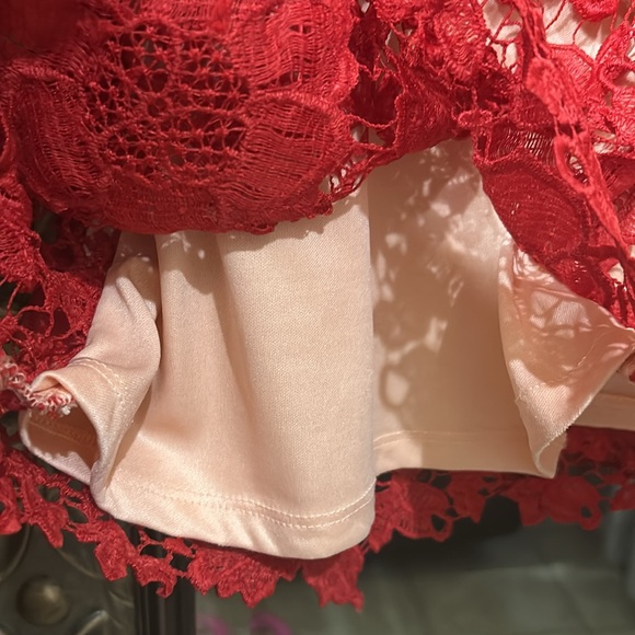 Red Floral Crochet Dress (JUNIOR SIZE) - Picture 12 of 15